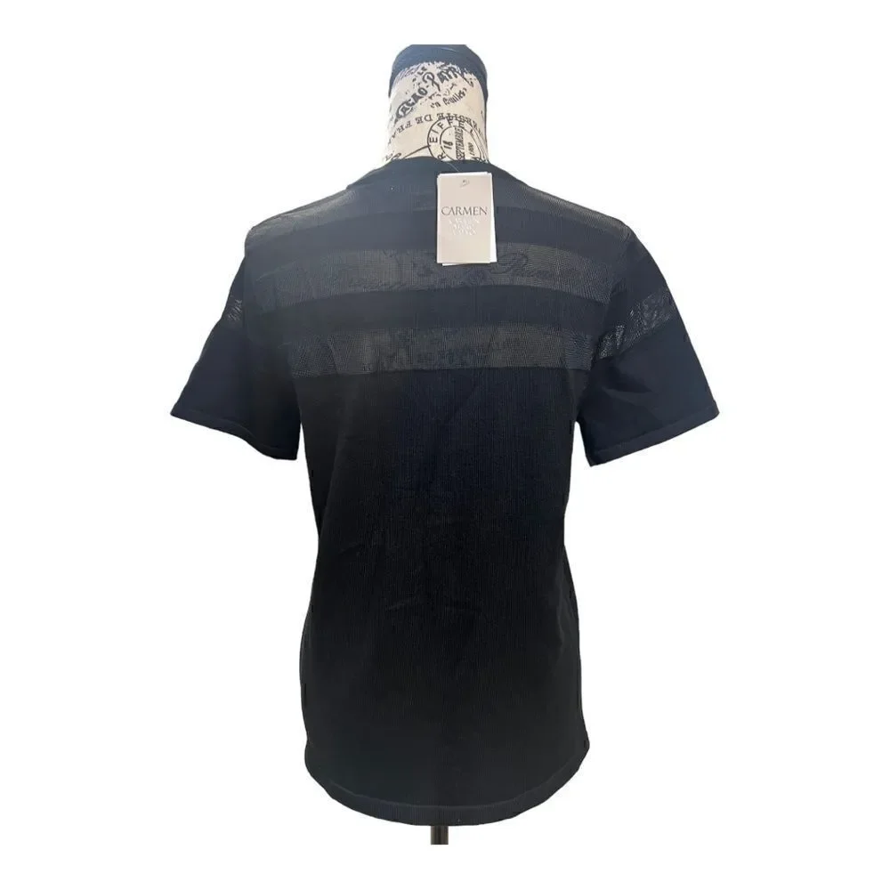 NWT Carmen Marc Valvo Couture Short Sleeve Knit Top Sz L